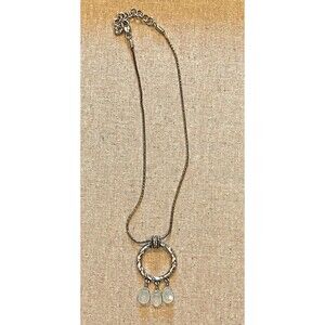 Brighton Silver Tone Circle Pendant With Soft Jade Tear Drop Stones